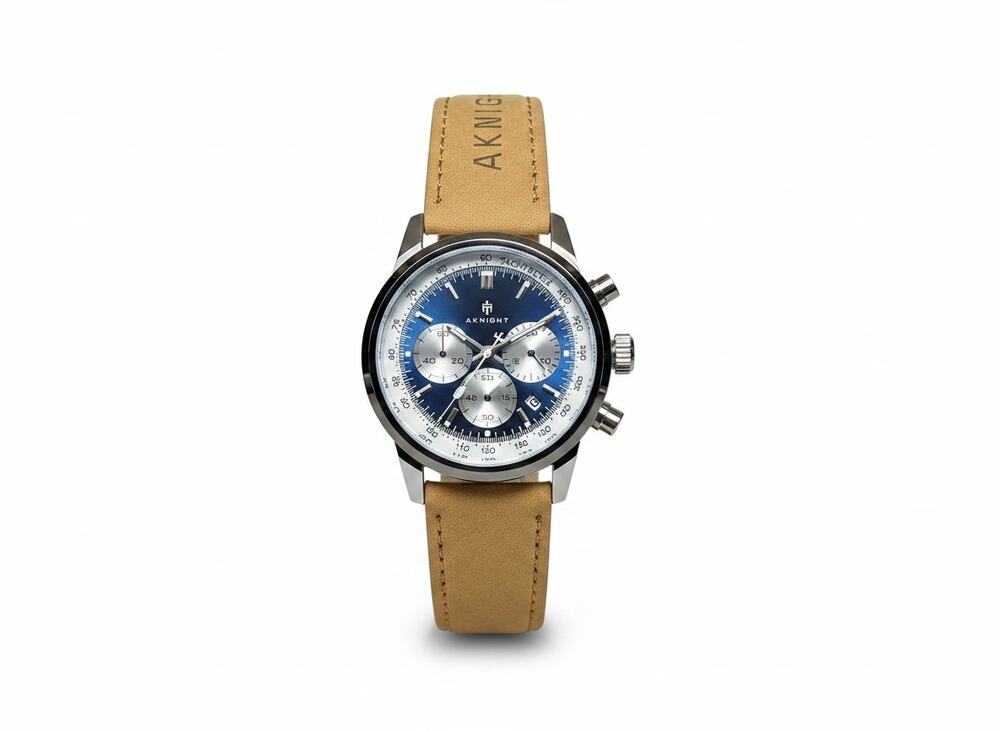 Men's Aknight 42mm Big Face Blue & Silver w/ leather straps